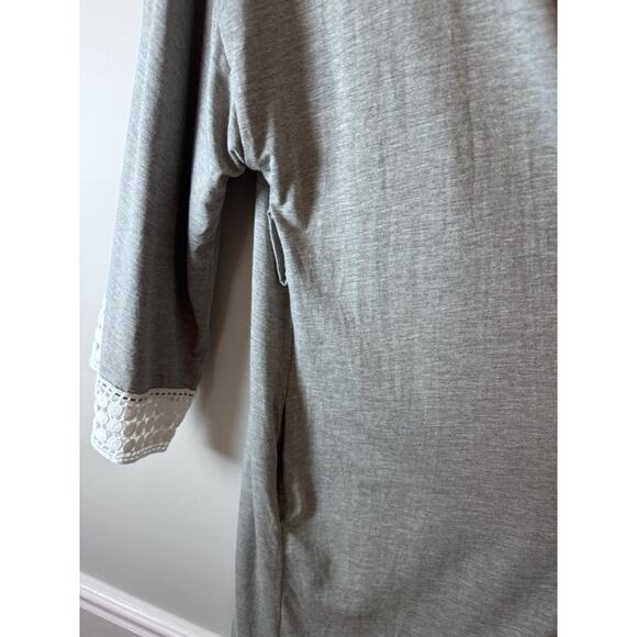 Angel Maternity Womens Sz XL/2XL Bamboo Robe Grey Crochet Trim Hospital Robe NWT - Picture 5 of 13